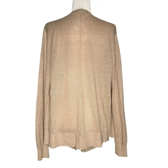 Garnet Hill Sweater Womens Large Linen Oatmeal Draped Capsule Cardigan Lagenlook - Picture 5 of 9